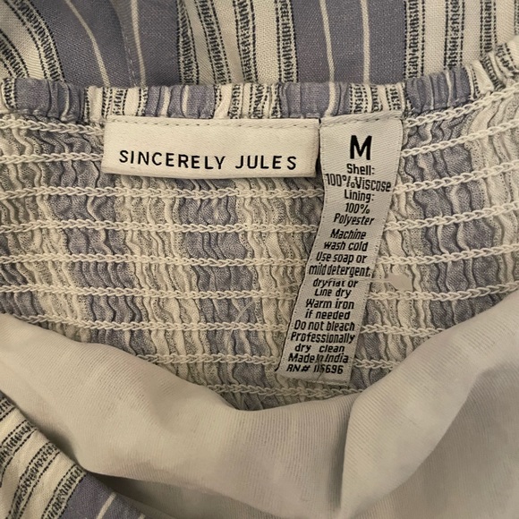 Blue and White Stripped Romper Dress - Picture 3 of 3